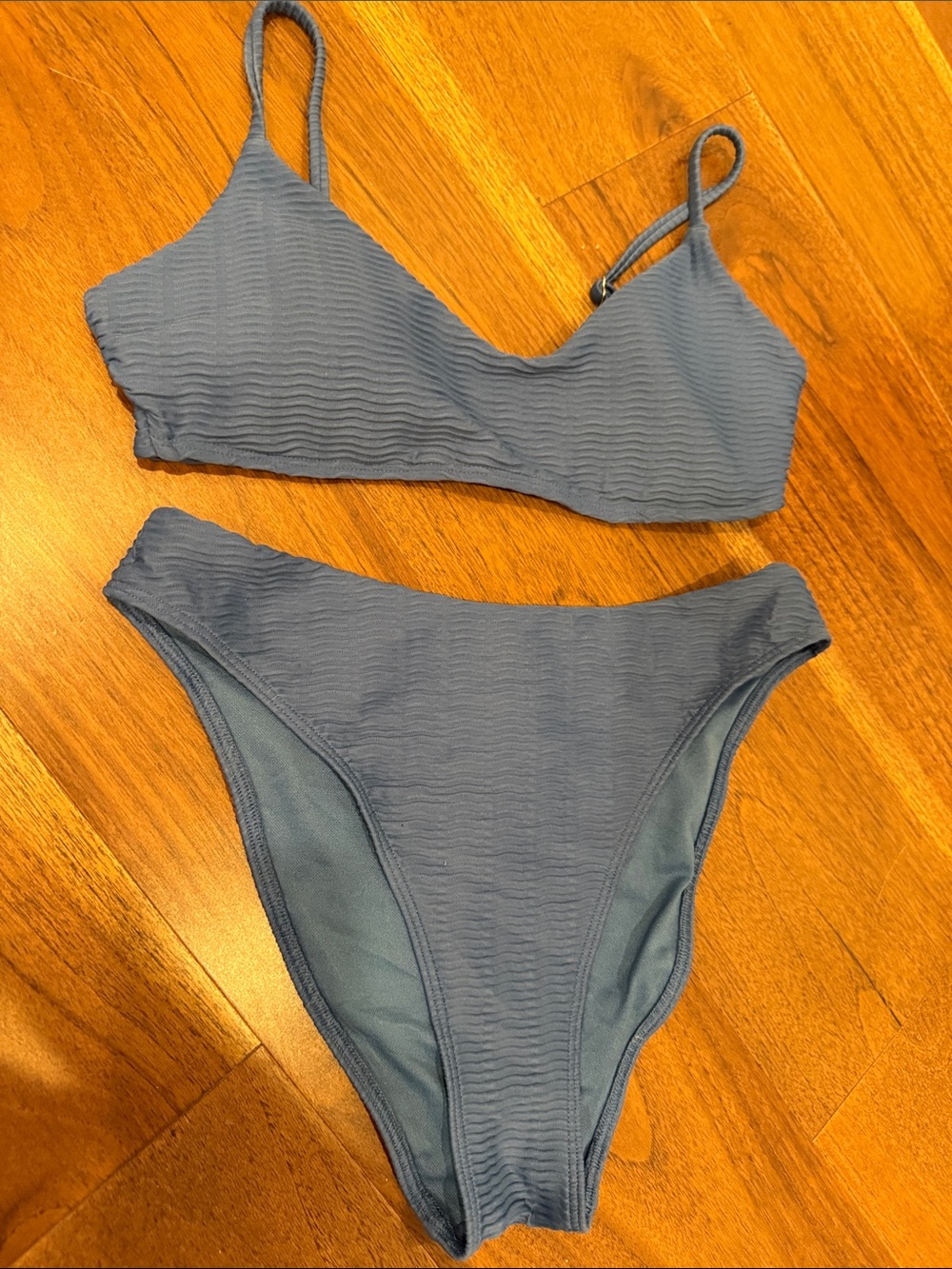 Abercrombie & Fitch Blue Textured Bikini Set